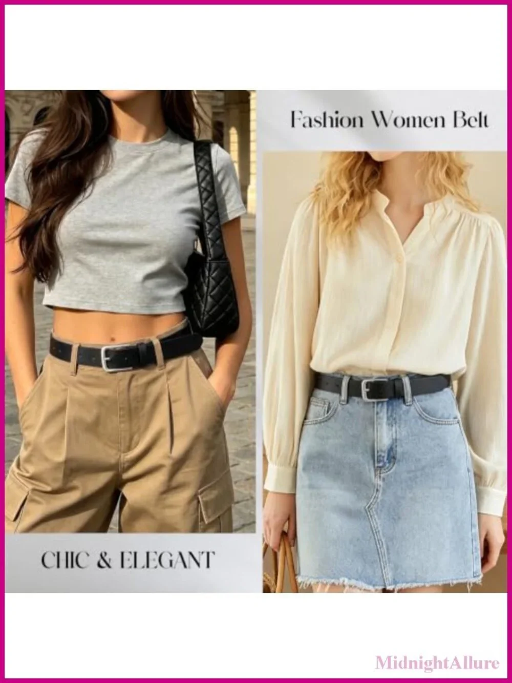 Women's Faux Leather Belt with Pin Buckle for Jeans Pants